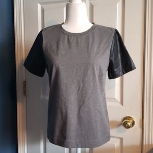 J. Crew Faux Leather Sleeve Shirt